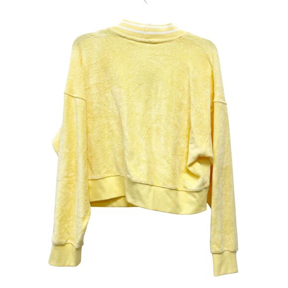 JoyLab Women's Towel Terry Cardigan Midweight Deep V Neck Yellow Size Medium - Picture 3 of 6